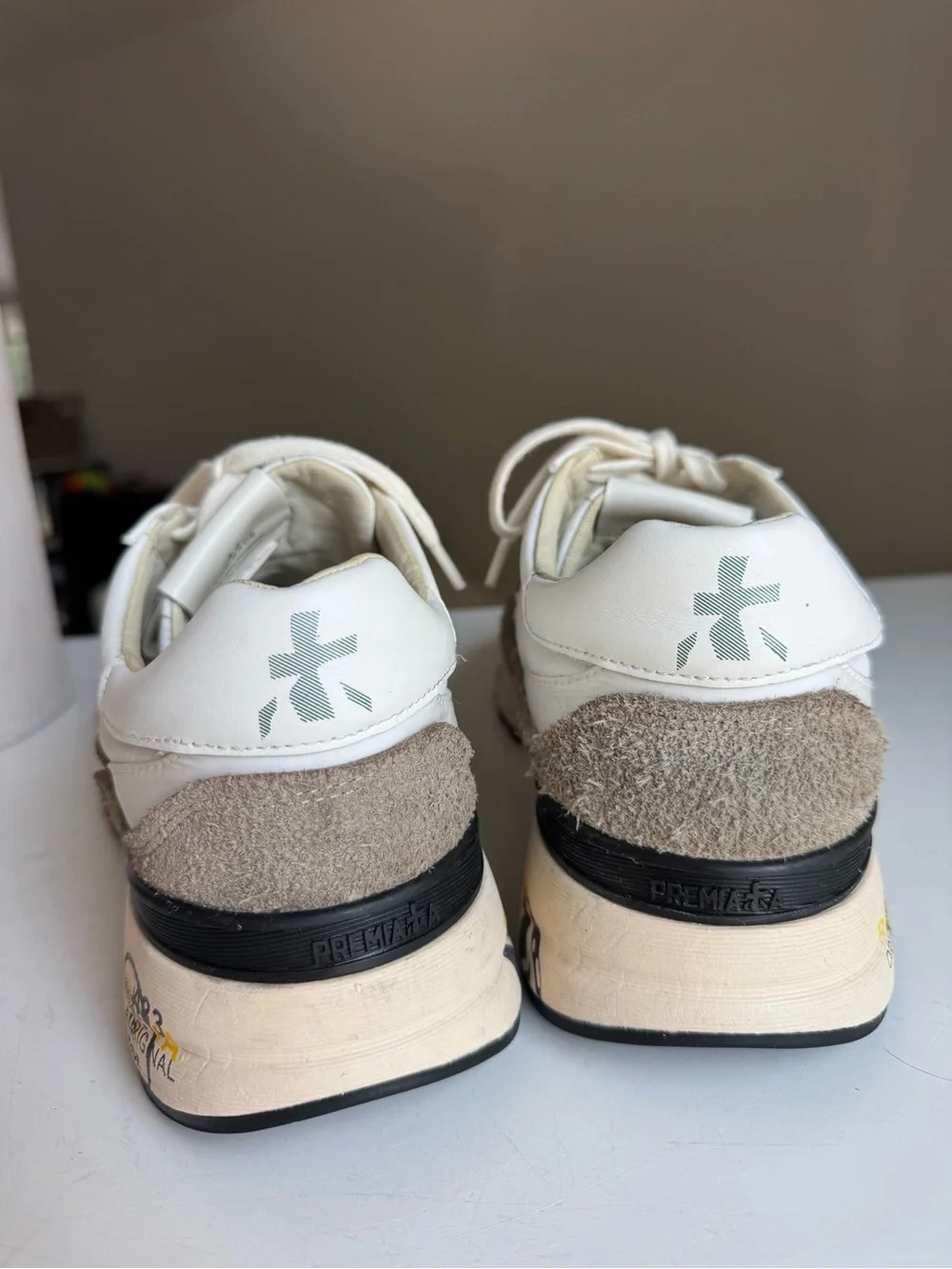 Premiata White & Taupe Suede Sneakers – Size 44